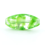 Crystal/Green Swirl Glass Oval Bead (36 pieces)