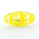 Crystal/Yellow Swirl Glass Oval Bead (36 pieces)