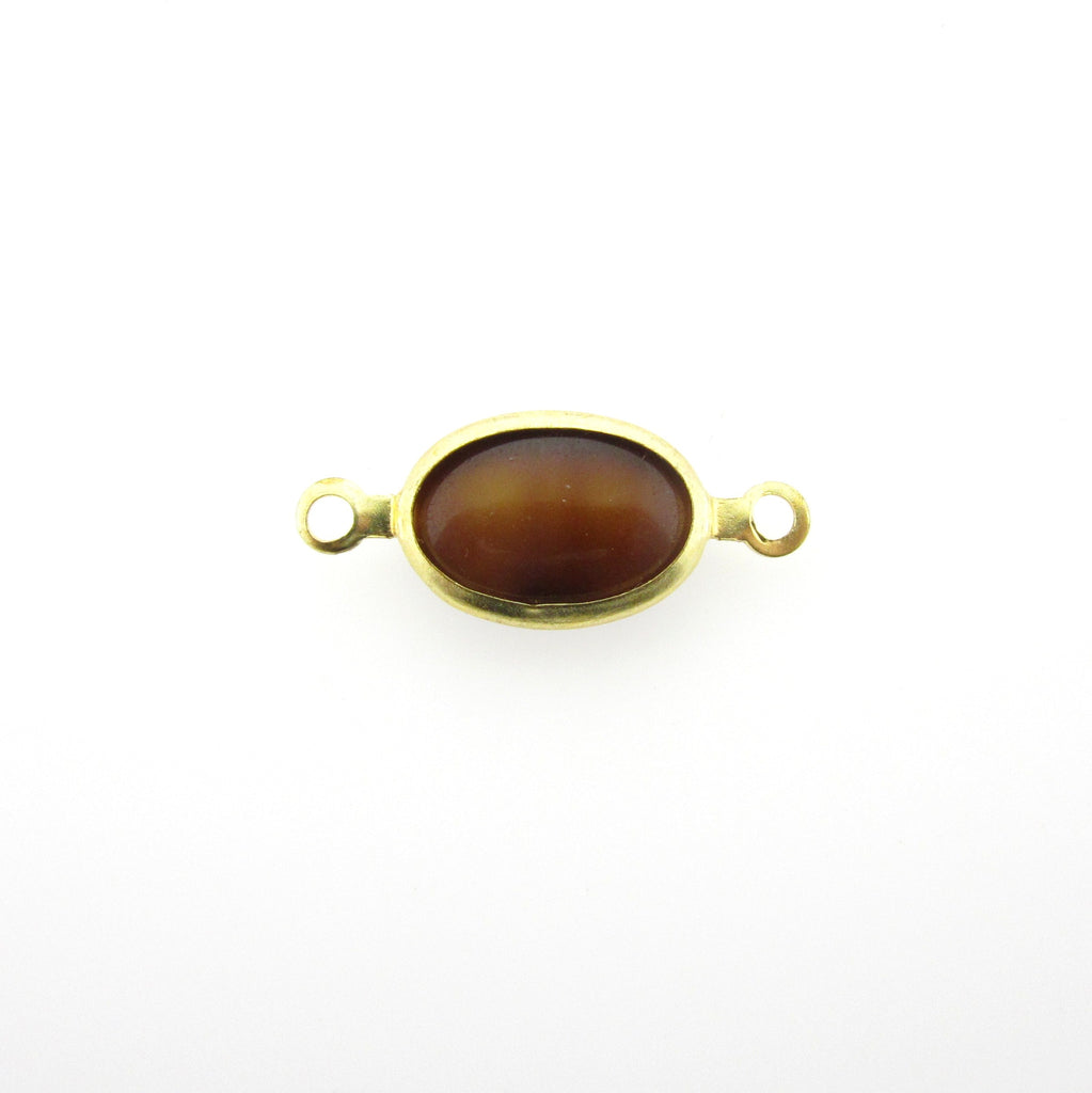 Tigereye Brown Glass Oval Chanel Link Bead (24 pieces)