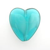 24MM Teal Flat Glass Heart Bead (2 pieces)