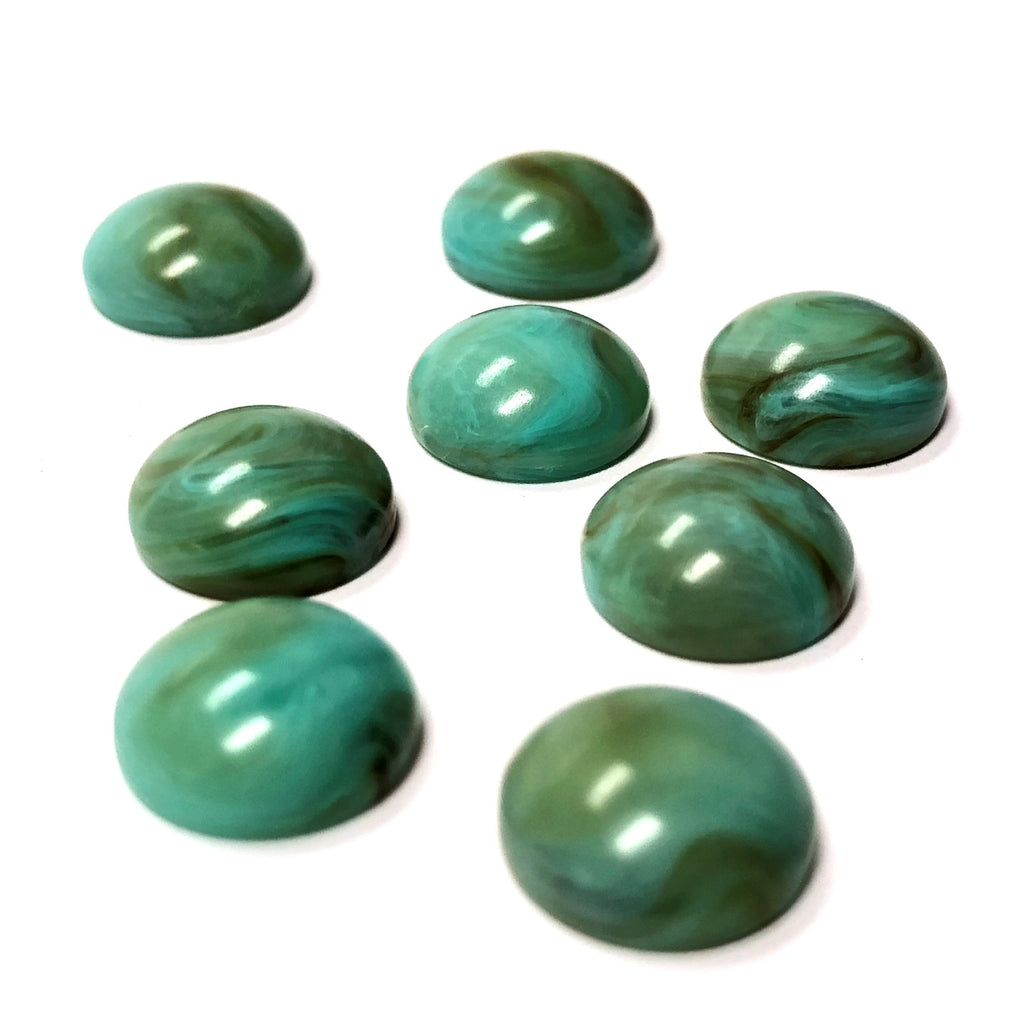 18MM Turquoise Matrix Color Round Acrylic Cab (144 pieces)