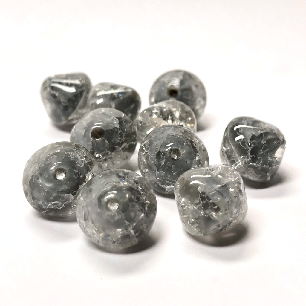 11MM Grey Crackle Glass Diamond Bead (36 pieces)