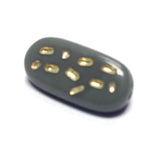 Grey w/Gold Engraving Glass Oval Bead (12 pieces)