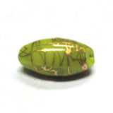 18X10MM Green/Gold Glass Oval Bead (12 pieces)