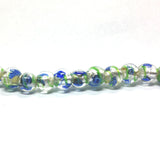 8MM Round Glass Silver Foil Lamp Beads 16" (1 strand)