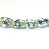 7X14MM Pear Glass Silver Foil Lamp Beads 16" (1 strand)