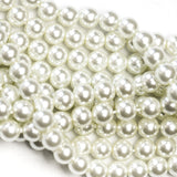 3MM White Glass Pearls 16" (1 dozen strands)