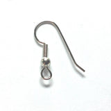 Nickel Shepherd Hook Ear Wire With Coil & Ball (144 pieces)