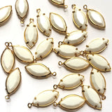 15X7MM Channel 1 Ring Navette White/Brass (48 pieces)