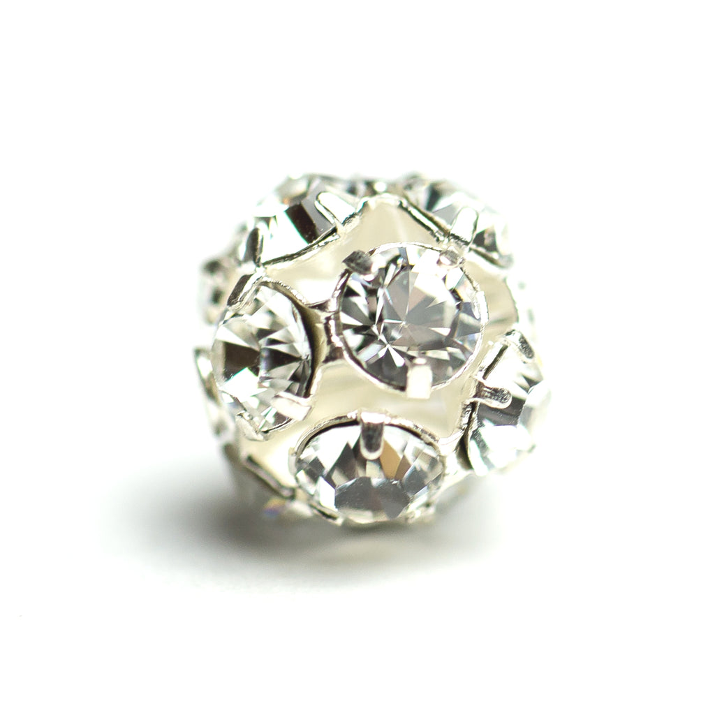 10MM Rhinestone Ball Crystal/Silver (2 pieces)