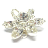 19.5MM Navette Button Crystal/Silver (2 pieces)