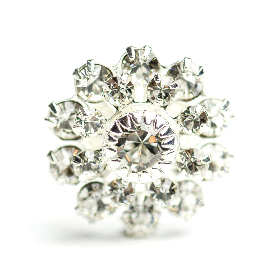 16MM Grad.Flower Button Crystal/Silver (1 piece)