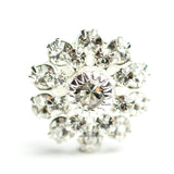16MM Grad.Flower Button Crystal/Silver (1 piece)