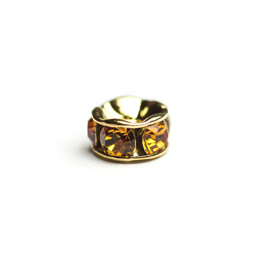 6MM Rhinestone Rondelle Topaz/Gold (12 pieces)