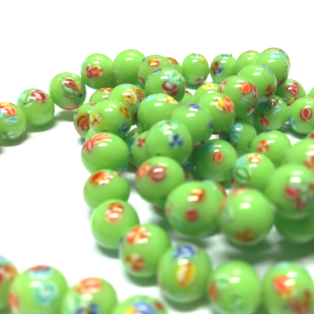 6MM Green Round Glass Tombo Bead 50 pieces)