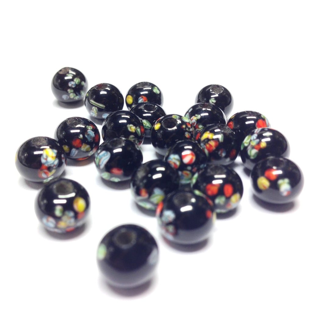 6MM Black Round Glass Tombo Bead (50 pieces)