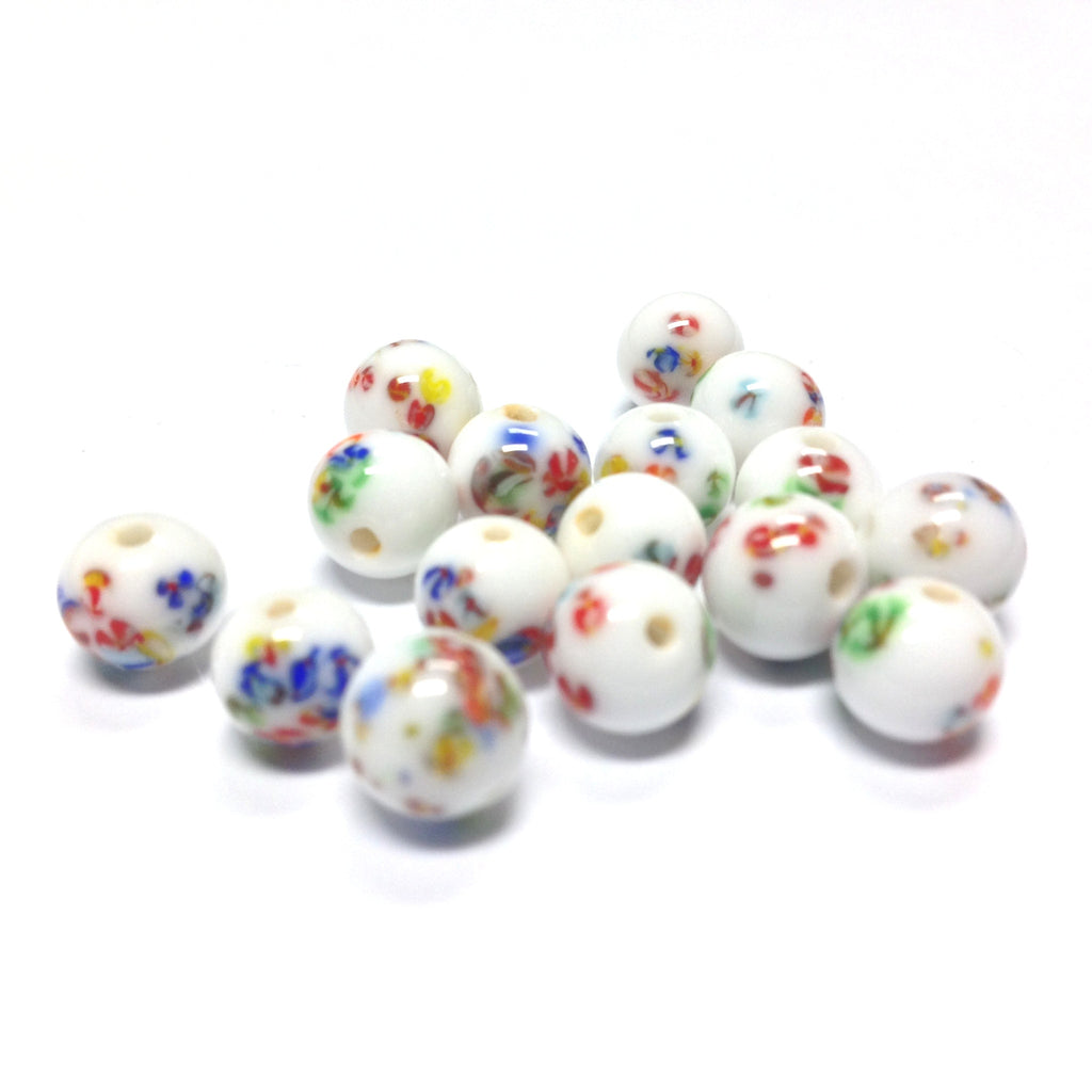 6MM White Glass Round Tombo Bead (50 pieces)