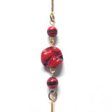 Red Glass Beads Linked w/Gold Chain (4 Pcs. ~1 Ft Each) (4 pieces)