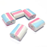 14X11X6MM White Glass Bead w/Pink & Blue Stripes (60 pieces)