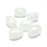 15X11MM White Spotted Glass Oval Bead (30 pieces)