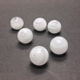 10MM White Swirl Glass Round 1-Hole Ball (15 pieces)