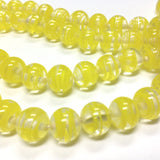 10MM Light Yellow Swirl Glass Round Bead (36 pieces)