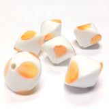 8MM White w/Orange Glass Bicone Bead (50 pieces)