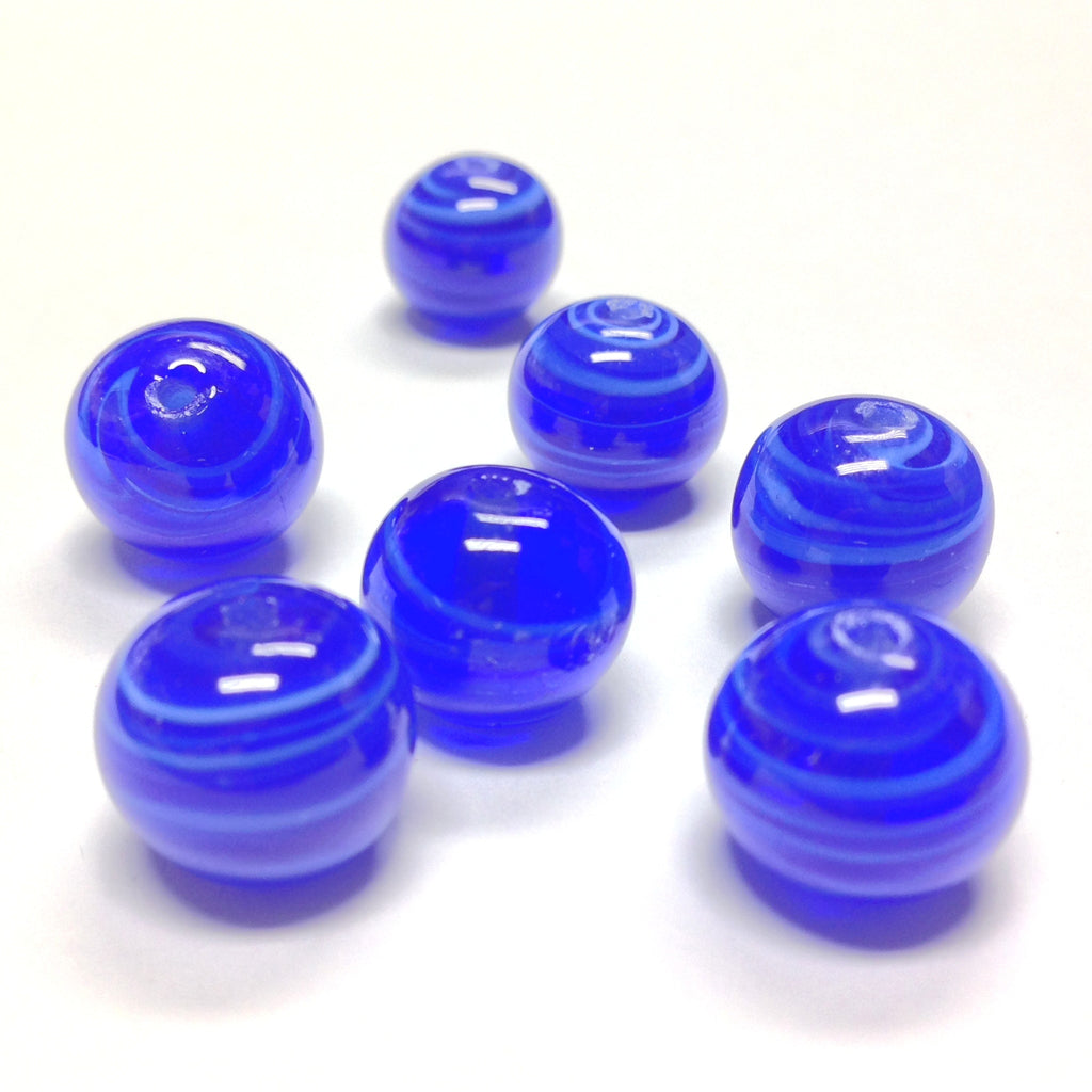 12MM Sapphire Swirl Glass Bead (30 pieces)