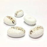 18X13MM Crystal On White Glass Oval Cab w/Foil Stripe (12 pieces)