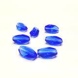 14X8MM Sapphire Blue Glass Twist Oval Bead (72 pieces)