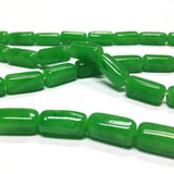 15X7MM Jade Green Rectangular Glass Tube Bead (48 pieces)