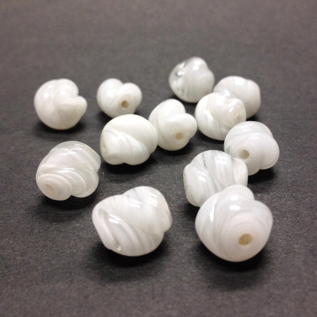 10MM White Baroque Swirl Glass Bead (43 pieces)