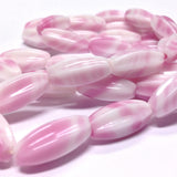 18X9MM Pink/White Glass Oval Bead (40 pieces)