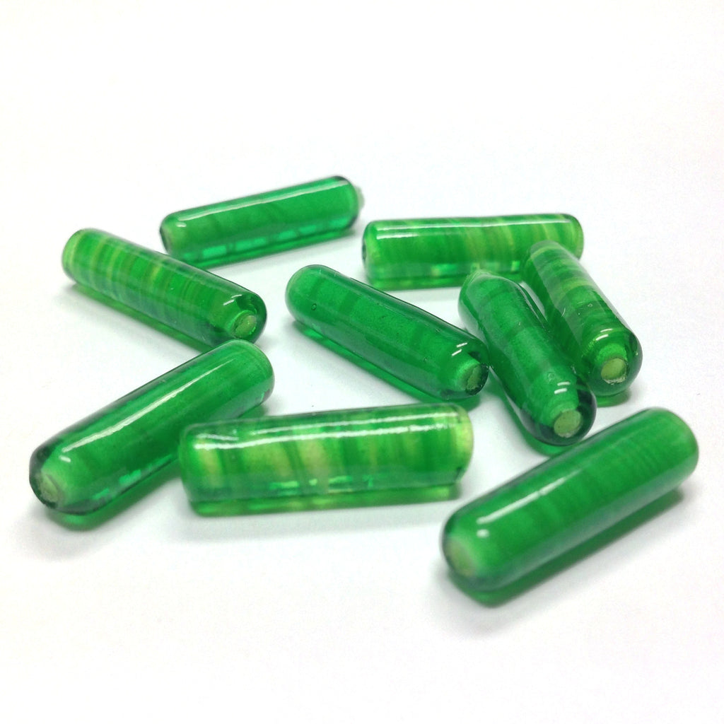 18X5MM Emerald Glass Tube Bead (60 pieces)
