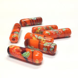 21X6MM Orange Matrix Tombo Glass Tube Bead (36 pieces)