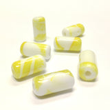 18X9MM Yellow w/White Ceramic Tube Bead (50 pieces)