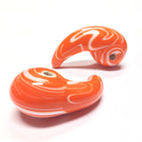 46X18MM Orange/White Ceramic Comma Drop (6 pieces)