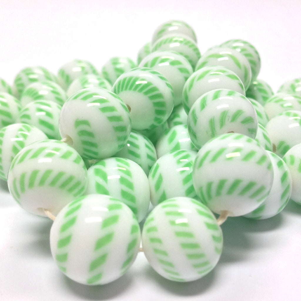 10MM Green/White Glass Bead (50 pieces)