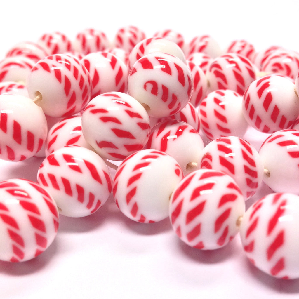 10MM Red/White Glass Bead (50 pieces)