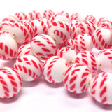 10MM Red/White Glass Bead (50 pieces)