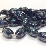 11X7MM Grey w/Silver Foil Glass Oval Bead (50 pieces)