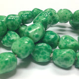 11MM Green Spotted Matrix Baroque Glass Beads (46 pieces)