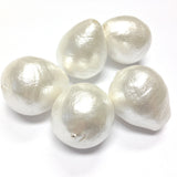 33X27MM Papermache White Cotton Pearl Pear Bead