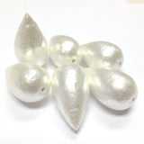 40X23MM Papermache White Cotton Pearl Pear Bead 12 PIECES