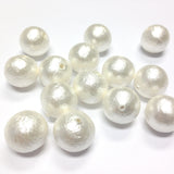 28MM Paper Mache White Cotton Pearl Bead 12 PIECES