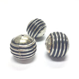 15MM Ant. Silver Ribbed Bead (36 pieces)