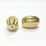 20X14MM Ham.Gold Fluted Oval Bead (12 pieces)