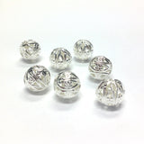 Filigree Round 9MM Bead Silver (12 pieces)