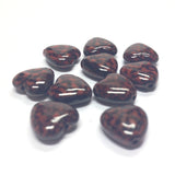 11MM Rust/Black Dappled Heart Beads (72 pieces)