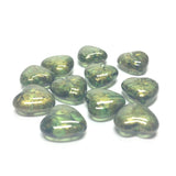 11MM Green "Gold Lace" Heart Beads (72 pieces)